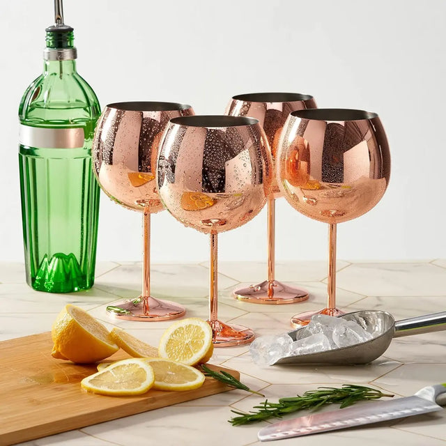 Edelstahl Gin Gläser Roségold 4er-Set von Oak & Steel