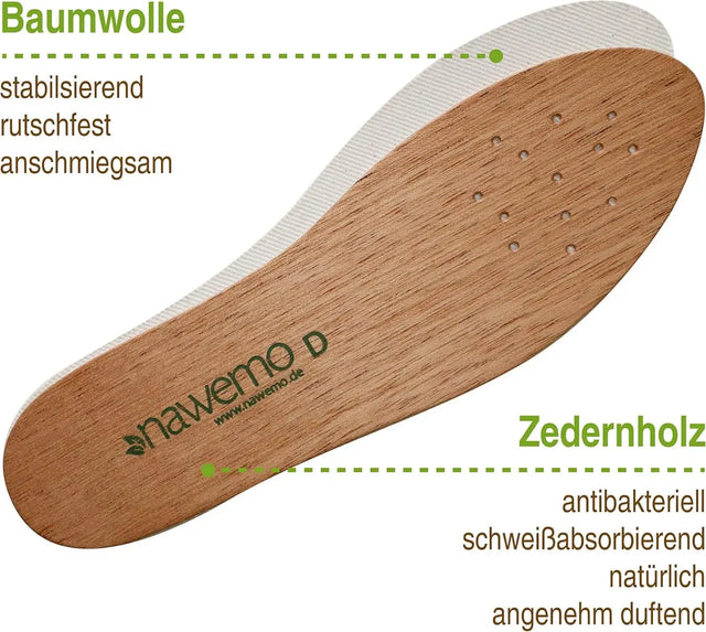 Zedernholzsohlen Herren Einlegesohlen gegen Schweissfüsse 47 EU von Nawemo