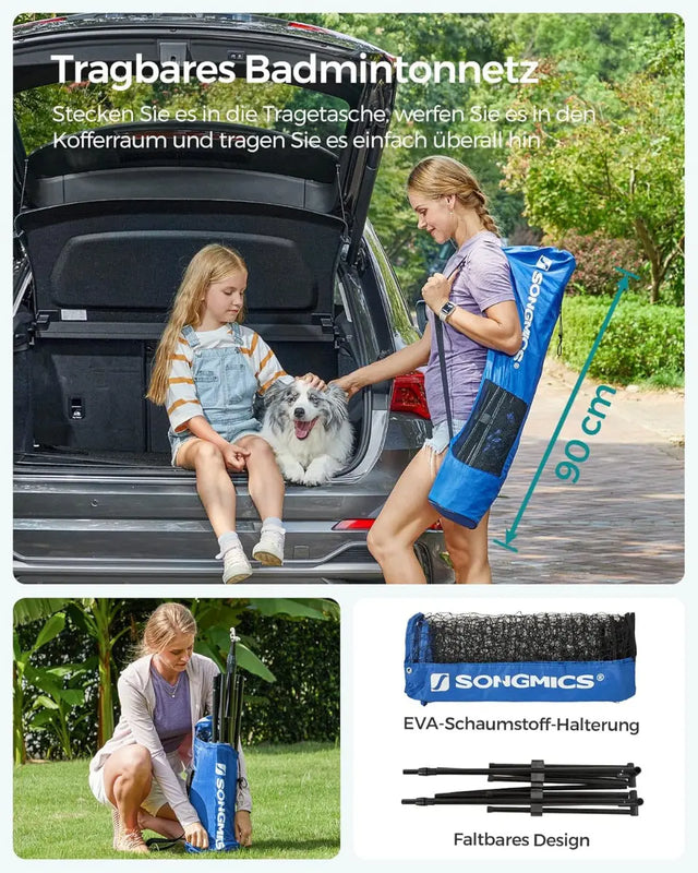 Badminton Netz Set 4 Meter Portabel von Songmics