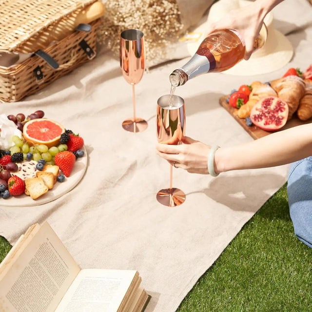 Edelstahl Sektgläser Flute Roségold 2er-Set von Oak & Steel