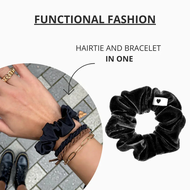 Samt-Scrunchie Schwarz von Bellody