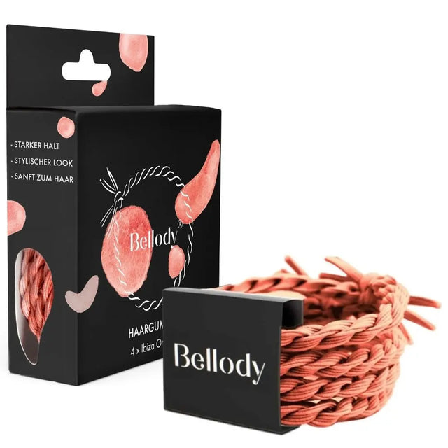 Geflochtene Haargummis Orange 4er Set von Bellody