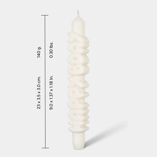 Kerze Taper candle HAPPY BDAY weiss von Taper Candles