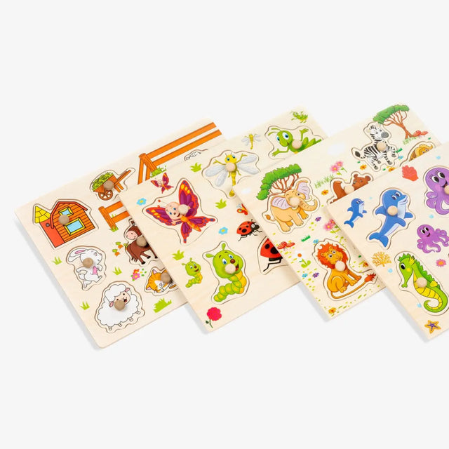 Steckpuzzle 4er Set Wildlife Holz von Twiddlers