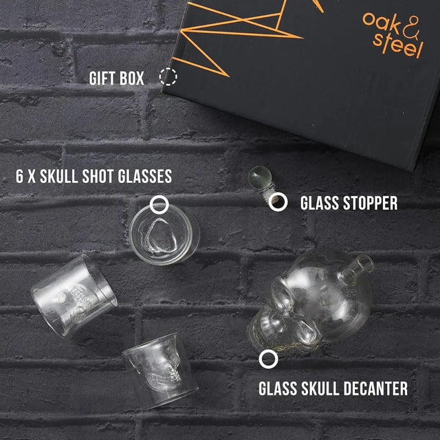 Whisky Gläser & Dekanter Schädel von Oak & Steel
