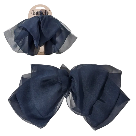 Haarspange Chiffonschleife Blaue Orchidee von Kitsch