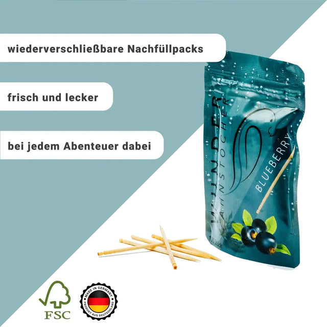 Zahnstocher mit Geschmack Refill Blaubeere von Wunder Zahnstocher