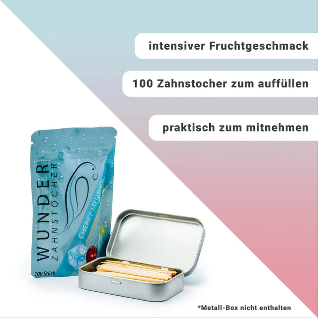 Zahnstocher mit Geschmack Refill Kirsche-Menthol von Wunder Zahnstocher
