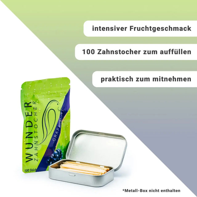 Zahnstocher mit Geschmack Refill Traube Minze von Wunder Zahnstocher