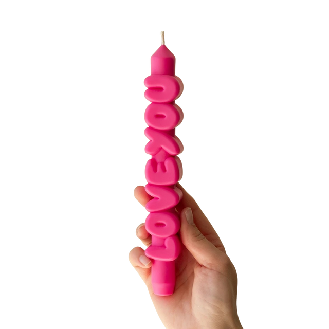 Kerze Taper candle LOVE YOU Pink von Taper Candles