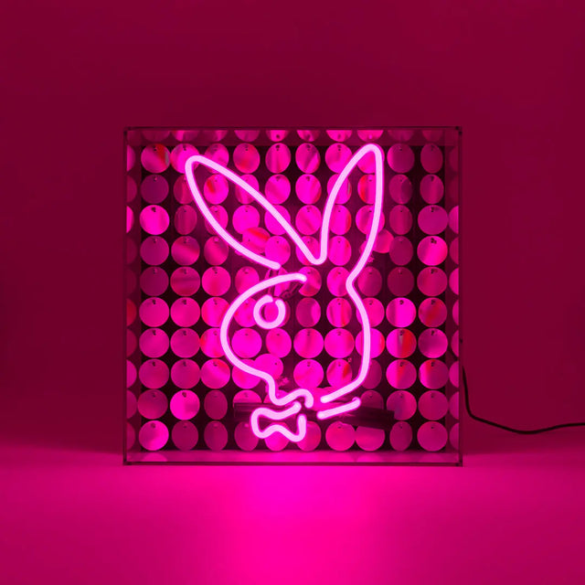 Acryl-Box Neon - Playboy Disco Bunny pink von Locomocean