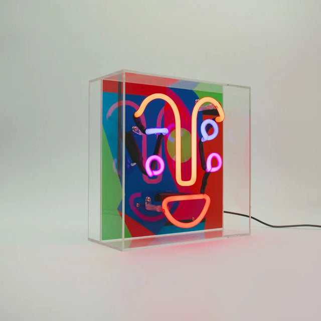 Acryl-Box Neon - Memphis Face von Locomocean