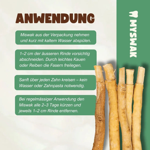 Miswak Zahnputzholz 4 Stück + Reisehülle von MYSWAK
