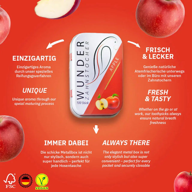 Zahnstocher mit Geschmack Apfel von Wunder Zahnstocher