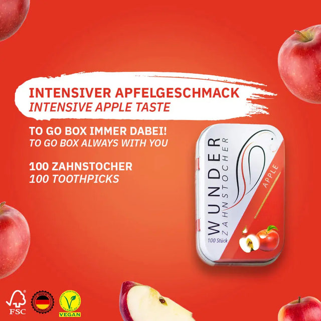 Zahnstocher mit Geschmack Apfel von Wunder Zahnstocher