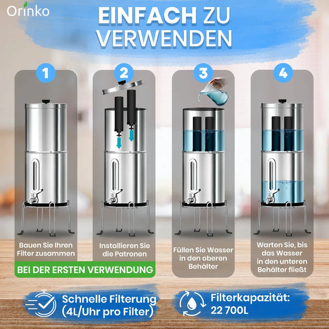 Wasserspender mit Schwerkraftfilter 8.5 L von Orinko