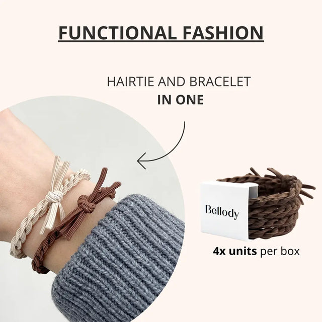Geflochtene Haargummis Braun 4er Set von Bellody