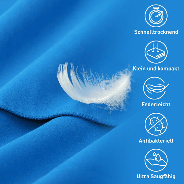 Fitnesshandtuch Mikrofaser mit Reissverschlusstasche 130x48cm Blau von Fit-Flip
