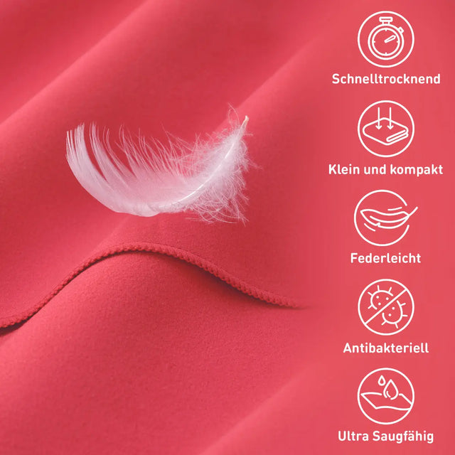 Fitnesshandtuch Mikrofaser mit Reissverschlusstasche 130x48cm Koralle von Fit-Flip