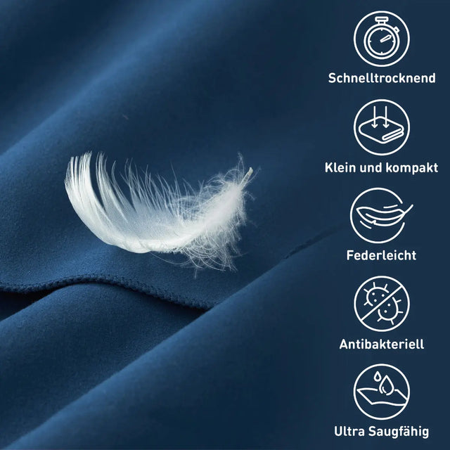 Fitnesshandtuch Mikrofaser mit Reissverschlusstasche 130x48cm Marineblau von Fit-Flip