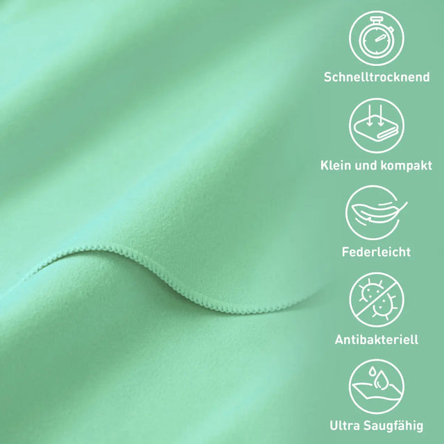 Fitnesshandtuch Mikrofaser mit Reissverschlusstasche 130x48cm Türkis von Fit-Flip