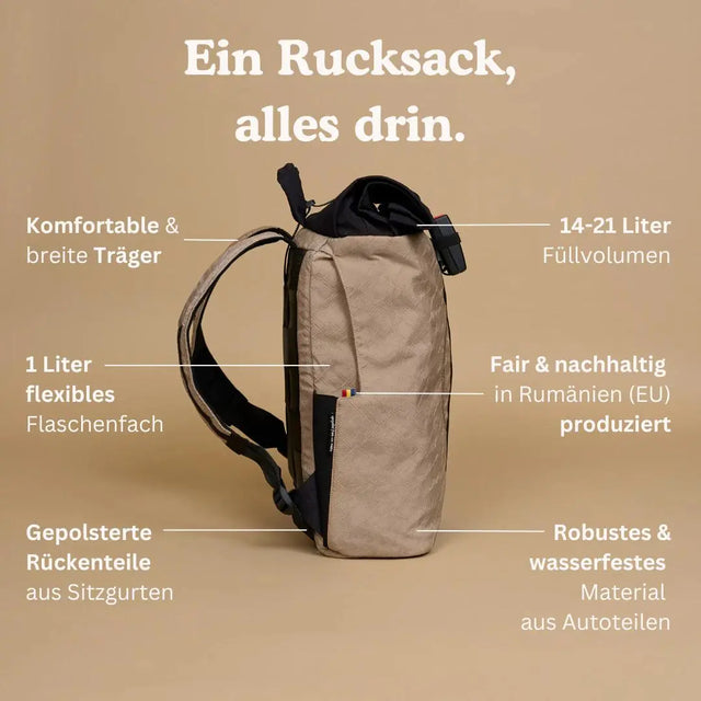 Rucksack Rolltop Bina Kopf von Redoggo