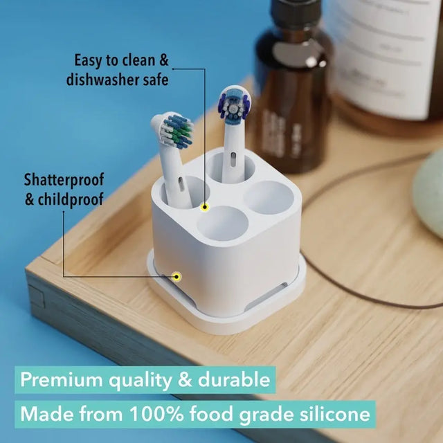 Zahnbürsten- und Aufsteckbürstenhalter 4er Grau von Qikfresh