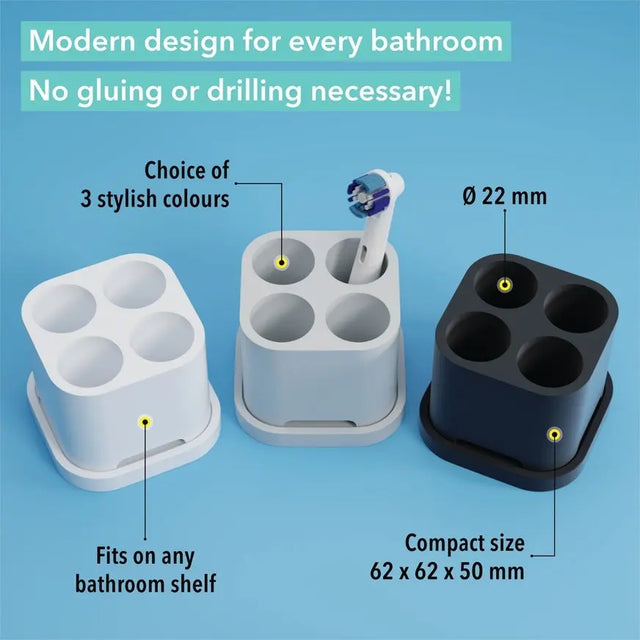 Zahnbürsten- und Aufsteckbürstenhalter 4er Weiss von Qikfresh