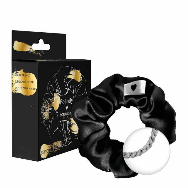 Seiden-Scrunchie Schwarz von Bellody