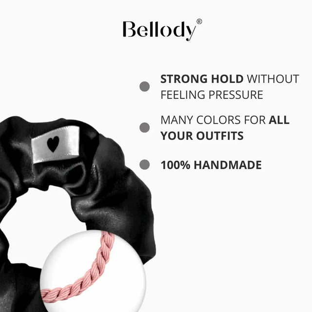 Seiden-Scrunchie Schwarz von Bellody