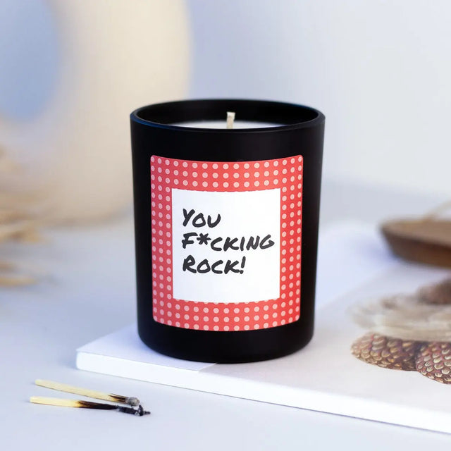 Duftkerze Schwarz Woody You fcking rock von ChattyCandles