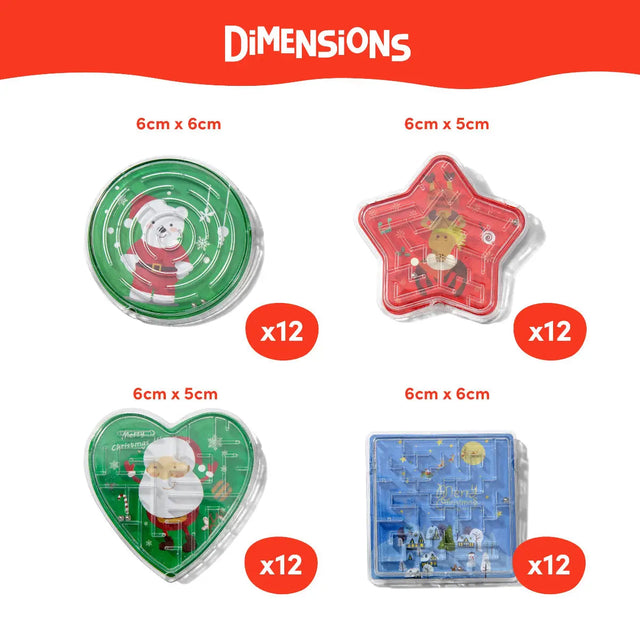 Geduldspiel Maze Puzzles Weihnachten 48 Stück von Twiddlers