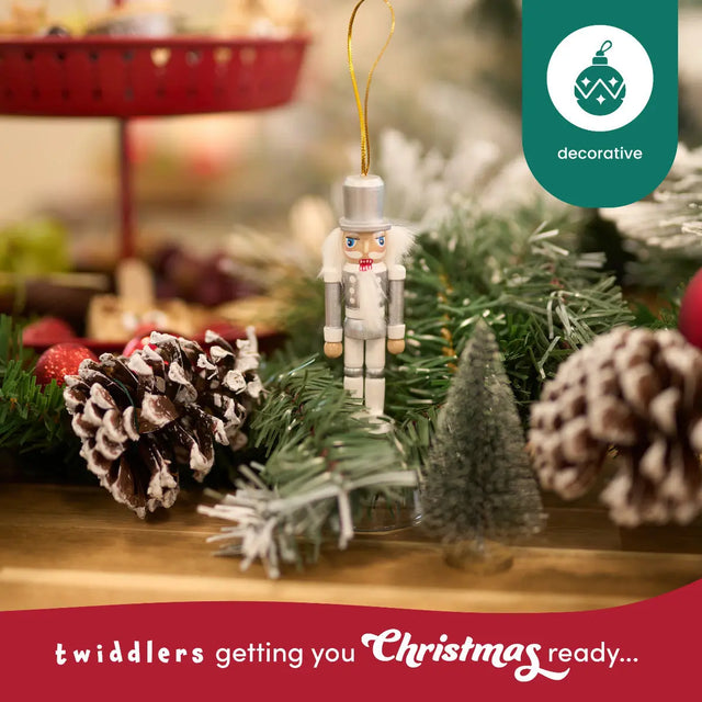 Weihnachts-Nussknacker Soldat Ornament Silber 6 Stück von Twiddlers