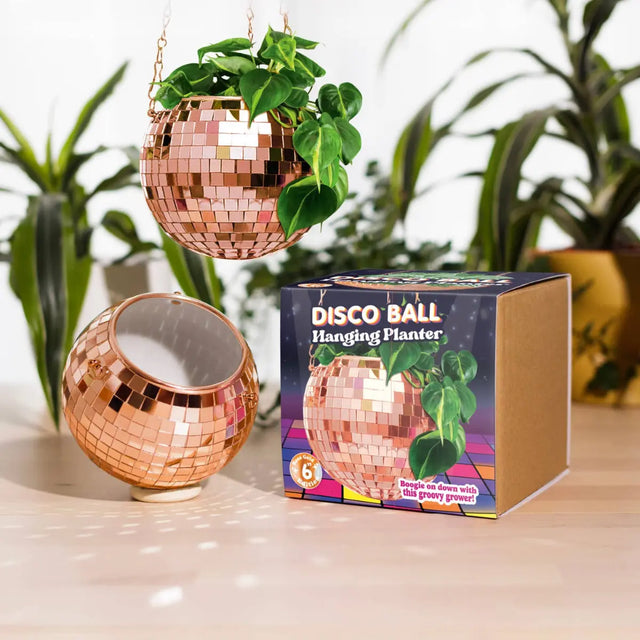 Discokugel Pflanzentopf zum aufhängen Rosegold von Bubblegum