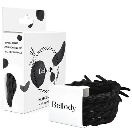 Geflochtene Haargummis Schwarz 4er Set von Bellody
