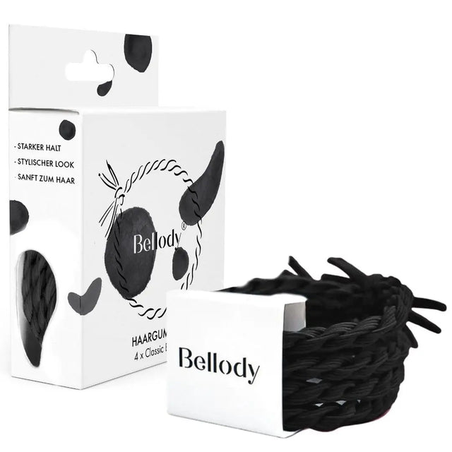 Geflochtene Haargummis Schwarz 4er Set von Bellody