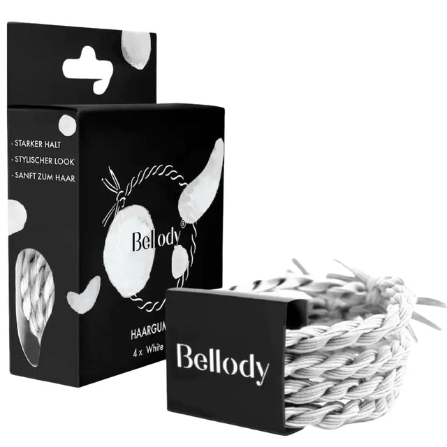 Geflochtene Haargummis Weiss 4er Set von Bellody