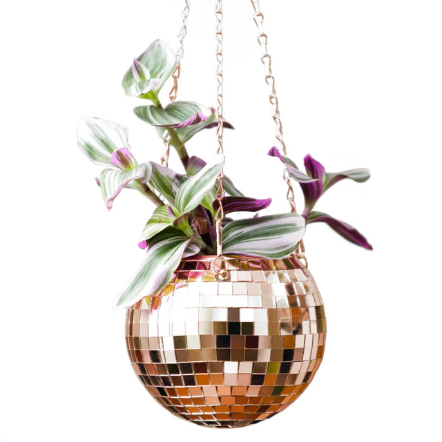 Discokugel Pflanzentopf zum aufhängen Rosegold von Bubblegum