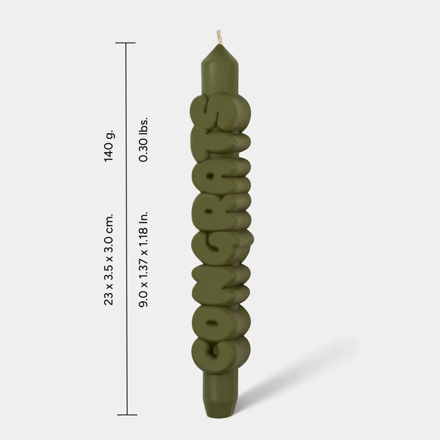 Kerze Taper candle CONGRATS Olive Green von Taper Candles