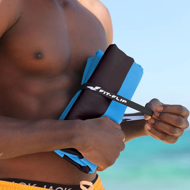 Strandtuch XXL Mikrofaser schnelltrocknendes Badetuch 160x90cm Blau - Dunkelgrau von Fit-Flip