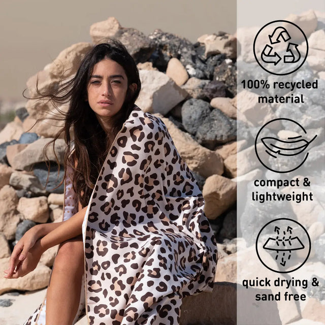 Strandtuch XXL Mikrofaser schnelltrocknendes Badetuch 160x90cm Leo von Fit-Flip