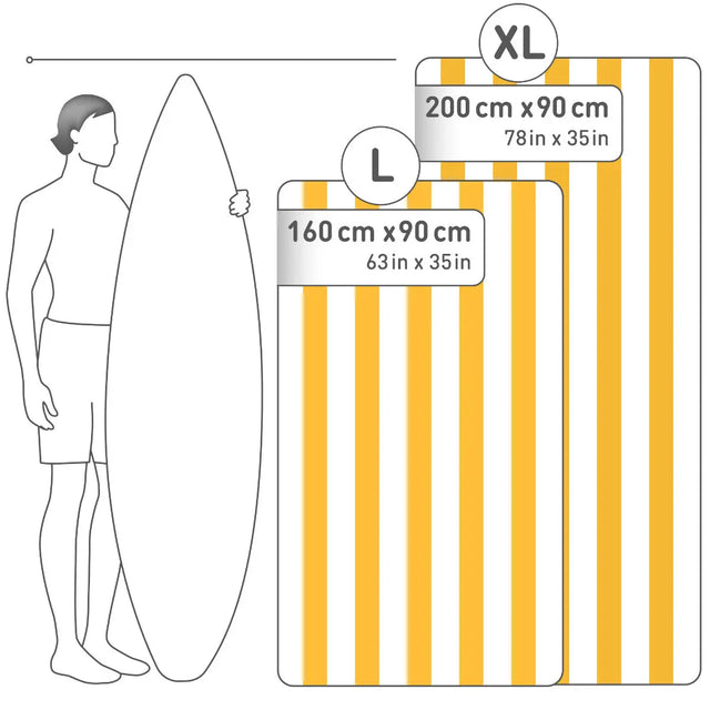 Strandtuch XXL Mikrofaser schnelltrocknendes Badetuch 200x90cm Zitronengelb - Weiss von Fit-Flip