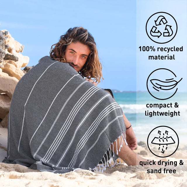 Hamamtuch Baumwolle Recycelt 100x200cm Anthracite - Sultan von Fit-Flip