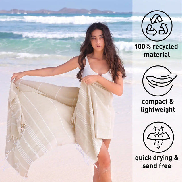 Hamamtuch Baumwolle Recycelt 100x200cm Sand - Sultan von Fit-Flip