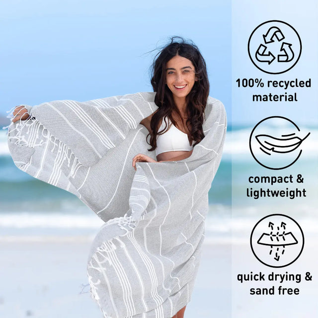 Hamamtuch Baumwolle Recycelt 100x200cm Light Grey - Sultan von Fit-Flip