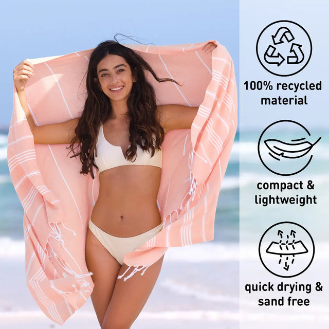 Hamamtuch Baumwolle Recycelt 100x200cm Peach - Sultan von Fit-Flip