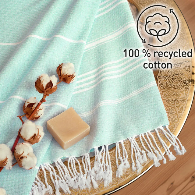 Hamamtuch Baumwolle Recycelt 100x200cm Aqua - Sultan von Fit-Flip
