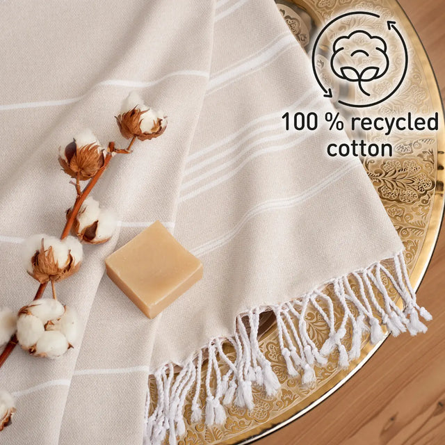 Hamamtuch Baumwolle Recycelt 100x200cm Sand - Sultan von Fit-Flip