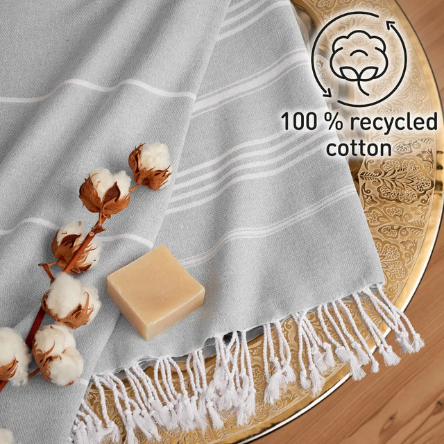 Hamamtuch Baumwolle Recycelt 100x200cm Light Grey - Sultan von Fit-Flip