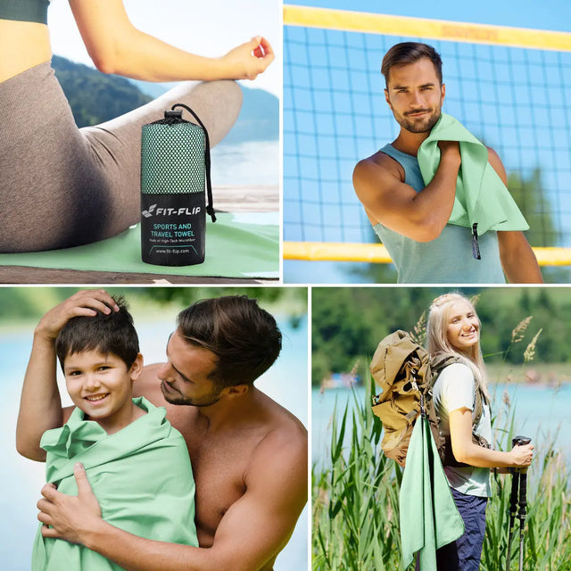 Mikrofaser Handtuch schnelltrocknend mit Tasche 40x80cm Türkis von Fit-Flip